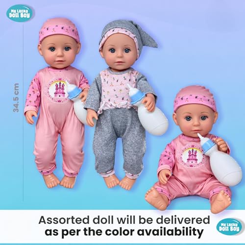 Image of Realistic Baby Doll Playset with Feeding Bottle, Potty, Plate & Utensils - Soft Vinyl Doll for Kids (3+ Years) | Interactive Boy Doll Toy in Cute Outfit Bendable Legs (C10)