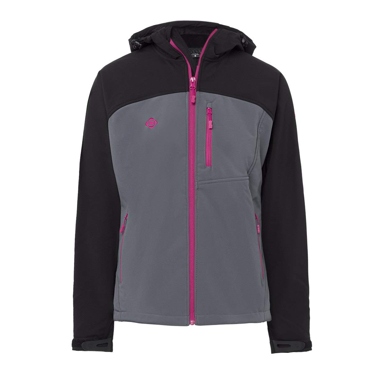 Izas Men Onega Outdoor Softshell With Hood Jacket - Black/Dark Grey, Small