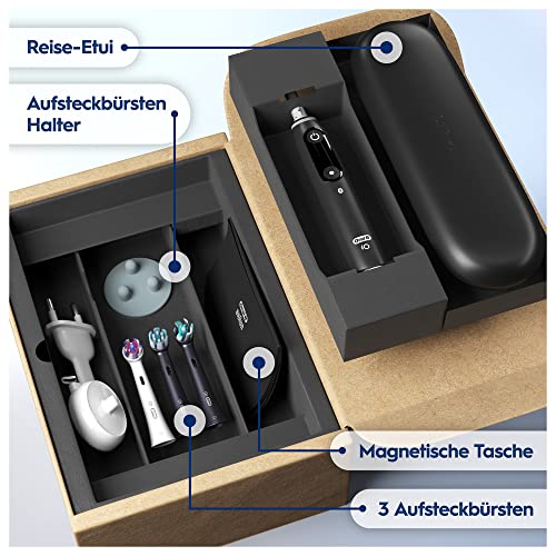 Oral-B iO Series 6 Plus Edition Elektrische Zahnbürste, black & iO Ultimative Reinigung Aufsteckbürsten für elektrische Zahnbürste, 4 Stück, ultimative Zahnreinigung mit iO Technologie, schwarz – Bild 4