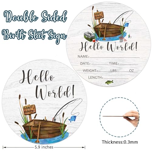 Image of Yuzioey Gone Fishing Baby Milestone Blanket with Birth Stat Sign (50 inchx40 inch) | Gone Fishing Growth Chart Monthly Blanket, Watch Me Grow Boat Baby Nursery for New Moms Shower