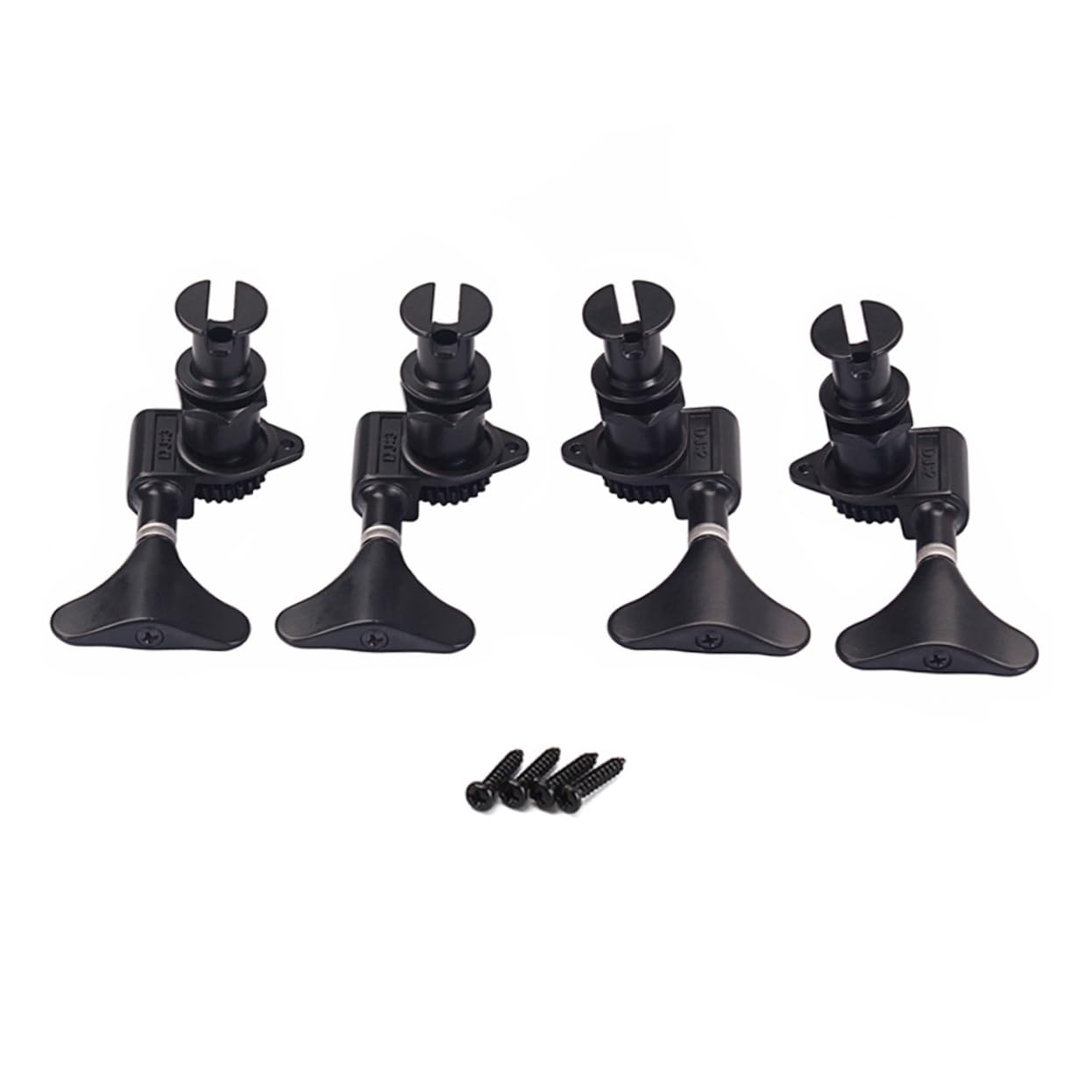 Set Meccaniche per Ukulele Basso Gc117 Sigillate in Metallo Pulsanti Plastica Vintage Nero, 2l 2r Viti e Ghiere per Accordatori Piroli Acustico, Accessori per Strumenti Musicali