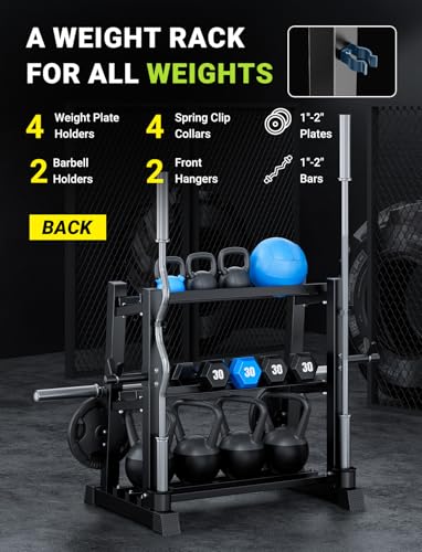 Image of YOLEO Dumbbell Rack, Adjustable & Compact Weight Rack for Dumbbell, Kettlebell, Barbell, Heavy Duty Weight Storage Organizer, Space-Saving Dumbbell Storage Stand Holder for Home Gym - 1100LBS Capacity (Rack Only)