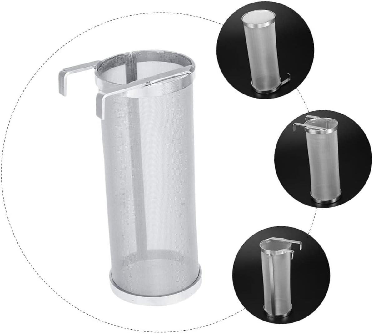 GLEAVI 1Pc Stainless Steel Filter Barrel with Hook Premium Wine Filter Cask for Home Brewing and Design for Easy Hops Straining