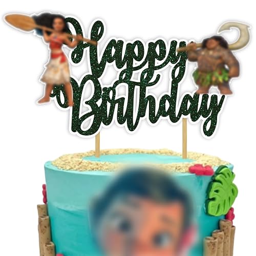 Mna Happy Birthday Cake Topper – Island Princess Theme Cake Decoration for Girls | Ocean Adventure Birthday Party Supplies - Birthday Supplies Decoration Set.