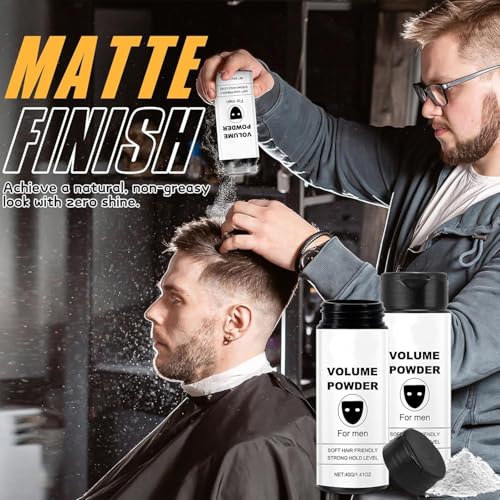 Volumisierendes Haarpulver und Haarwachs für Herren, Textur-Puder, leicht aufzutragen, verleiht sofortiges Volumen, starker Halt (One Size, B)