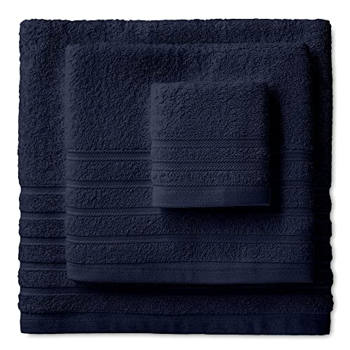 BarceloHogar Toallas Suaves Juego Completo 3 Toallas Algodon. 1 Toalla Bide 1 Toalla Lavabo 1 Toalla Sabana. Alta Absorcion. Toallas Suaves y Resistentes. Diamante Marino Cover
