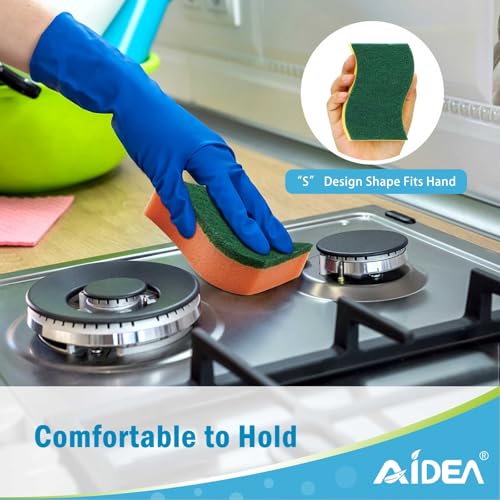 Image of AIDEA Sponges Kitchen, 24Pack Heavy Duty Dish Sponge, Cleaning Dish Scrubber Sponge for Home and Kitchen, Stink-Free Cleaning Supplies for Pots, Pans