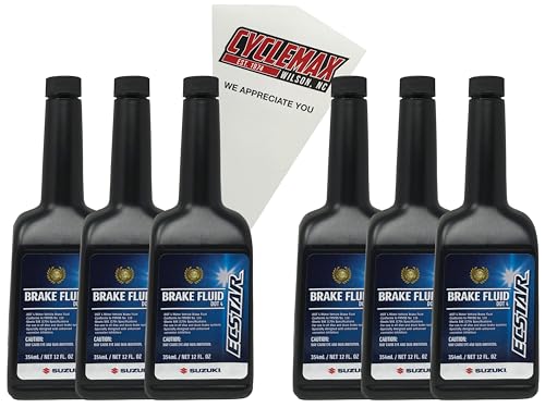 Cyclemax Six Pack Compatible with Suzuki Ecstar DOT 4 Brake Fluid 990A0-01E91-12Z Contains Six Bottles and a Funnel