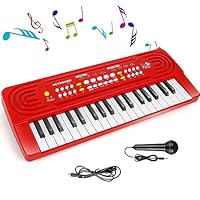 Shayson Kids Piano Keyboard with Microphone 37 Key Portable Music Piano for Childs Educational Electronic Musical Instrument Toys Gift for 3 4 5 6 Year Old Girls Boys Red