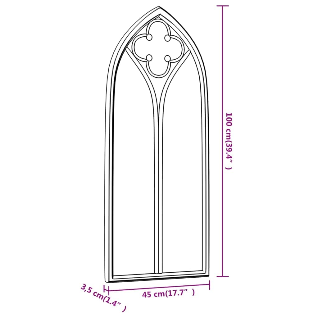 vidaXL Miroir de Jardin Miroir Mural Miroir Décoratif Miroir Suspendu Patio Extérieur Noir 100x45 cm Fer pour Utilisation Extérieure