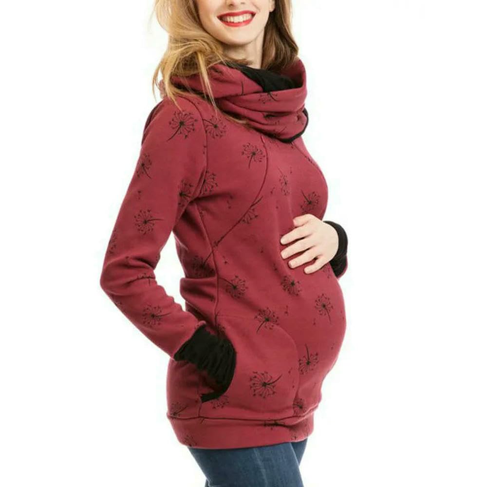 GLDFW - Sudadera con capucha de maternidad y lactancia, para invierno y otoño, embarazadas, para mujeres embarazadas