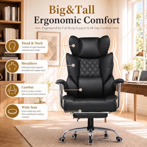 GTPLAYER Big&Tall Ergonomic Gaming Chair, Wide Spring Seat, Linkage Armrest,Earth BLK - image 2