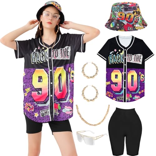 90er Jahre Outfit Leggings Damen mit Accessoires, Hip Hop Kostüm Lange Lockere Oberteile Yoga Hose Fischerhüte Gläser Ohrringe Halskette, 80s 90s Bunte Rapper Shirt Schlagermove Mottoparty Bad Taste 90er Jahre Outfit Leggings Damen mit Accessoires, Hip Hop Kostüm Lange Lockere Oberteile Yoga Hose Fischerhüte Gläser Ohrringe Halskette, 80s 90s Bunte Rapper Shirt Schlagermove Mottoparty Bad Taste
