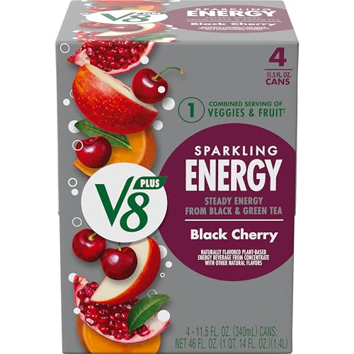 Image of V8 +ENERGY Black Cherry Energy Drink, 11.5 fl oz Can (Pack of 4)