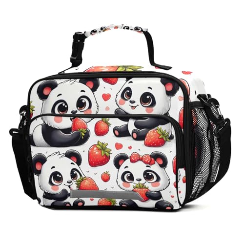 ALAZA-Panda-Red-Strawberry-Lunch-Box-for-Girls-Kids-Insulated-Lunch-Bag-Reusable-Lunchbox-Cooler-Tote-Freezable-Shoulder-Strap-for-School-Picnic ALAZA Panda Red Strawberry Lunch Box for Girls Kids Insulated Lunch Bag Reusable Lunchbox Cooler Tote Freezable Shoulder Strap for School Picnic - Image 1