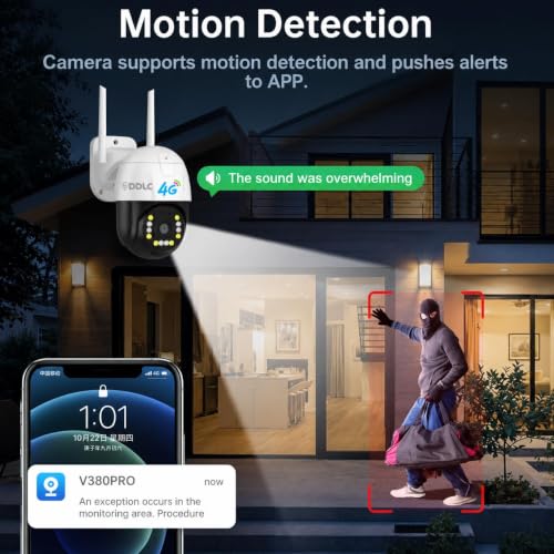 Image of DDLC 5MP 4G SIM LTE Wireless Outdoor PTZ Security Camera | SIM Based PTZ CCTV Camera | Full HD | 360 Pan Tilt | Color Night Vision | Motion Detection | Two-Way Audio with Mobile App V380 Pro (4Gptz)