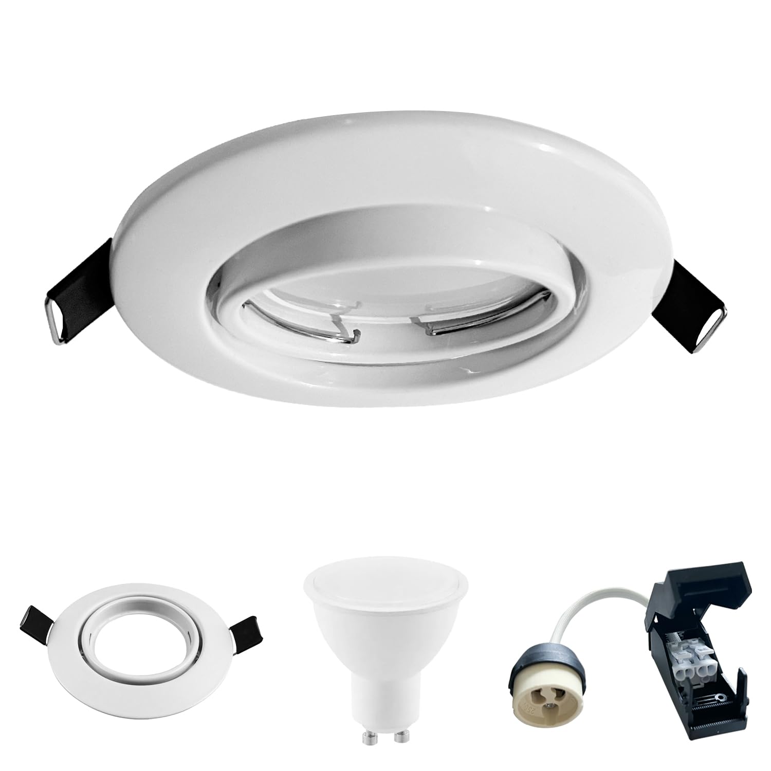 Europalamp 20 Spots encastrable orientable Blanc avec GU10 LED de 7W eqv. 56W Blanc Neutre 4500K