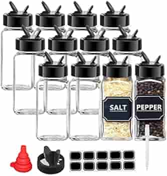 YBCPACK 12 Pack 4 oz Glass Spice Jars/Bottles,Glass Spice ...