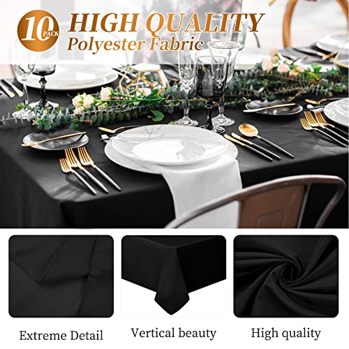 Nappe rectangulaire polyester lot de 10 pour table 180cm de mariage banquet noir