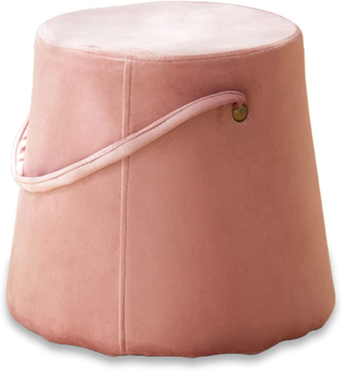 Repose-pieds ottoman en bois massif et tabouret rond en tissu pour salon sans installation