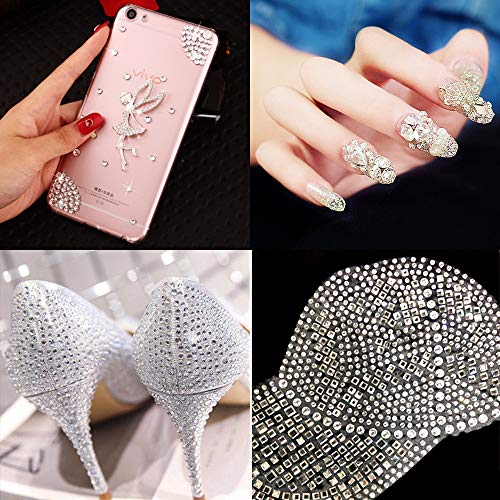 Outuxed 5040Pcs Clear Rhinestones For Crafts, Flatback White Nail Rhinestone Gems, Craft Glass Diamonds Stones With Tweezers And Picking Rhinestones Pen, Ss6-Ss20 Crystal #TOP5