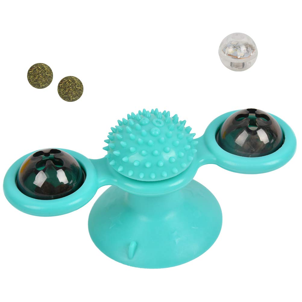 “N/A” Windmill Cat Toy Turntable Teasing Pet with Led Flash light and Catnip Ball,Windmill Turntable Teasing Cat Toy Interactive Teasing Cat Toy,Scratching Tickle Pet Accessories for Cat Kitty Kitten
