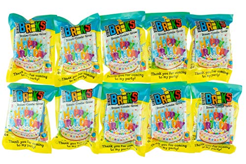 Strictly Briks - Classic Briks - Pack de Ladrillos para Construir - La Alternativa Sana a los Caramelos - Feliz cumpleaños - 10 Paquetes Individuales