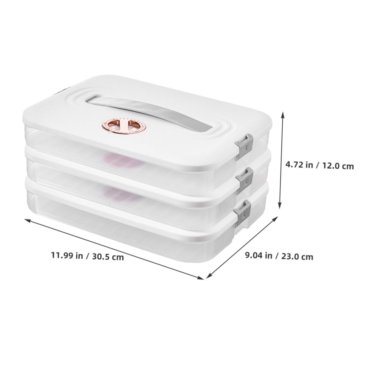 Boîte de Rangement pour Raviolis 3 Couches 28x18x12 Cm Polypropylène Pp Empilable Résistance Quotidienne Usage Réfrigérateur la Cuisine Familiale Stockage Alimentaire Pratique