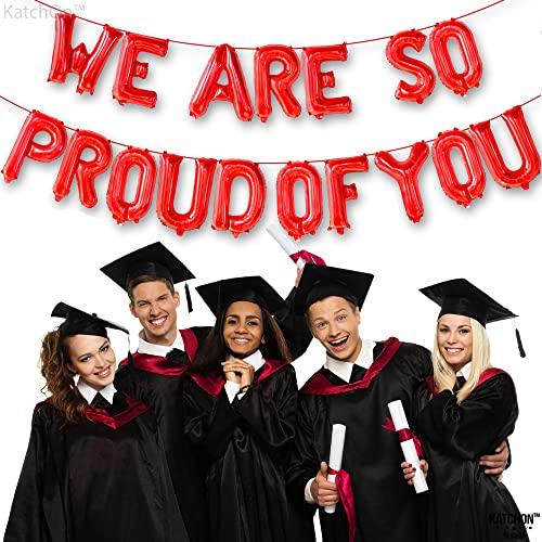 Image of We Are So Proud Of You Balloons - 16 Inch, Red Congratulations Balloon | Army Balloons for Congratulations Decorations | Graduation Banner for Red Graduation Decorations 2026 - KatchOn