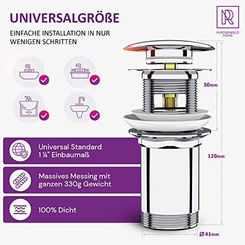 Röhrensiphon Waschbecken aus Messing + Chrom Ablaufgarnitur POP UP Ventil mit Überlauf + Strahlregler M24 Wassersparer mit Sieb - Alles Dabei – Bild 5
