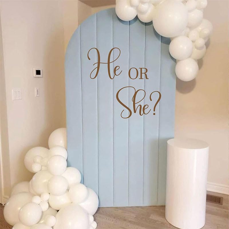 Vinilo decorativo He Or She? para fiestas revelación género