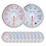 Bezel Exhaust Gas Temperature Gauge Kit(Pyrometer) 400-2000℉ White Indash Brushless Series 2-1/16'' (52mm) - Include EGT Gauge Probe - Clear Lens - 10 Colors - for car & Truck - JDM - USDM