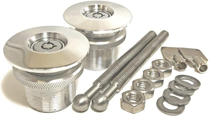 Quik-Latch QL-38L-LP/P Polished Lockable Push Button Release Hood Pin Kit