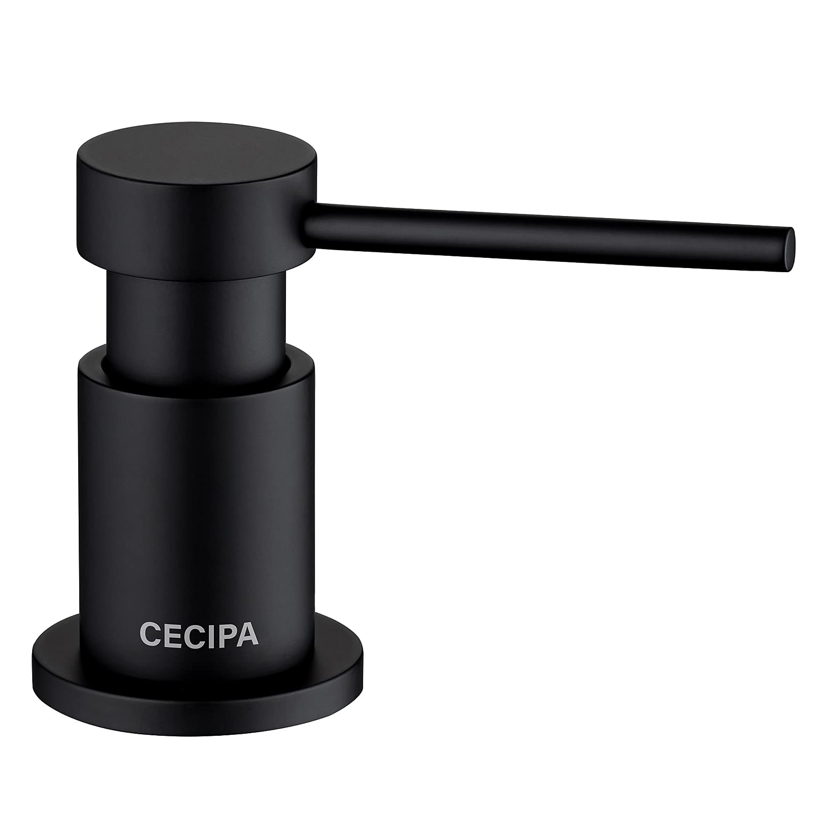 CECIPA Distributeur de Savon Cuisine Encastrable, Distributeur de Détergent pour Évier avec Bouteille de 300ML et Tuyau de Rallonge de 1,2 m, Distributeur Savon en Cuivre Remplissage du Haut, Noir