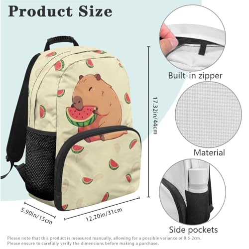Capybara Watermelon Backpack for Kindergarten Boys Beige Elementary School Backpacks with Lunch Box Lightweight Schoolbags Set Girls Kawaii Toddler Elementary School Bag2
