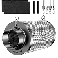 HG Power Aktivkohlefilter 100mm, Länge 250mm – 38mm Premium Australische Virgin-Aktivkohle, Geruchskontrolle für Grow-Zelt, Hydrokultur & Rohrventilator, inkl. 2 Vorfilter & Reversibler Flansch