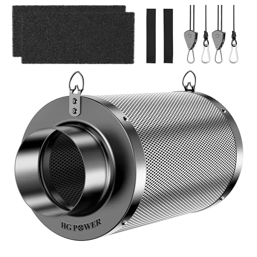 4-Zoll-Luftkohlefilter, Aluminiumgehäuse-Aktivkohle-Luftfilter mit Schwarzer Beutel-Smellines-Steuerung für Inline-Kanalventilator, Indoor-Hydrokultur, Gewächshaus, Growzelt 12,2 X 6,9 Zoll 11 HG Power Aktivkohlefilter 100mm, Länge 250mm – 38mm Premium Australische Virgin-Aktivkohle, Geruchskontrolle für Grow-Zelt, Hydrokultur & Rohrventilator, inkl. 2 Vorfilter & Reversibler Flansch