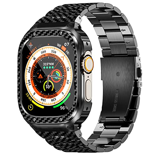 Image of MioHHR Stainless Steel Band and Case Compatible with Apple Watch Band 49mm