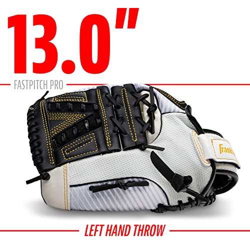 Franklin Sports Fastpitch Softball Glove - Fastpitch Pro - Adult and Youth Softball Mitt - Infield and Outfield - Left Handed Glove - White/Gold - 13" Lefty by Franklin Sports - Image 4