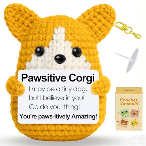 Corgi Gifts for Corgi Lovers Birthday Gifts for Women Men Her Him Emotional Support Inspirational Stress Relief Crochet Dog for Coworkers Nurses Friend Back to School Handmade Cute Puppy Desk Decor