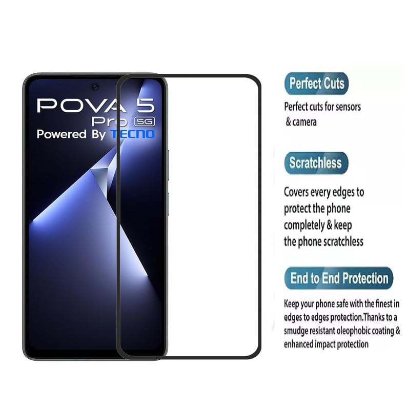 Image of Tempered Glass Screen Protector For Tecno Pova 5 Pro 5G Smartphone With Easy Installation Kit