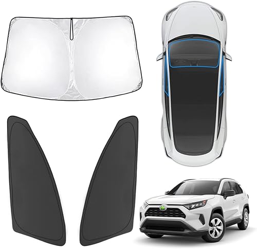 Karltys Parasol para Toyota RAV4 2019-2025, doble capa gruesa 210T RAV4 para parabrisas y cubiertas de ventana lateral delantera, protector térmico