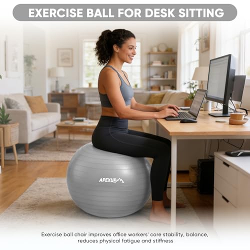 Image of APEXUP Yoga Ball, 660 lbs Anti-Burst Exercise Ball with Pump, 5 Sizes | Anti-Burst, Anti-Slip, SGS Certified, Strengthens Core, Improves Balance & Posture, Boosts Flexibility & Stability