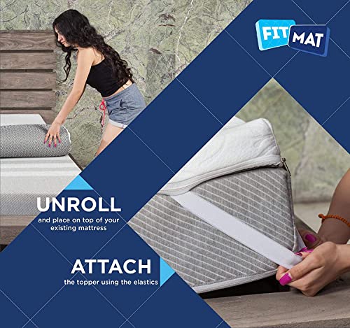Image of FITMAT Memory Foam Mattress Topper with Advanced Design and Technology (35x75x03, White 3 inch)
