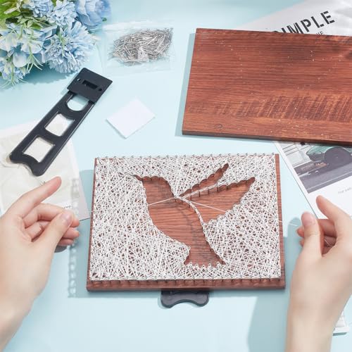 Image of WEBEEDY DIY Hummingbird String Art Kit for Beginner Silhouette String Art Pattern DIY Wood Sign Craft Kit for Adults Arts and Craft Set All Supplies Included for Handmade Christmas Home Decor Gift