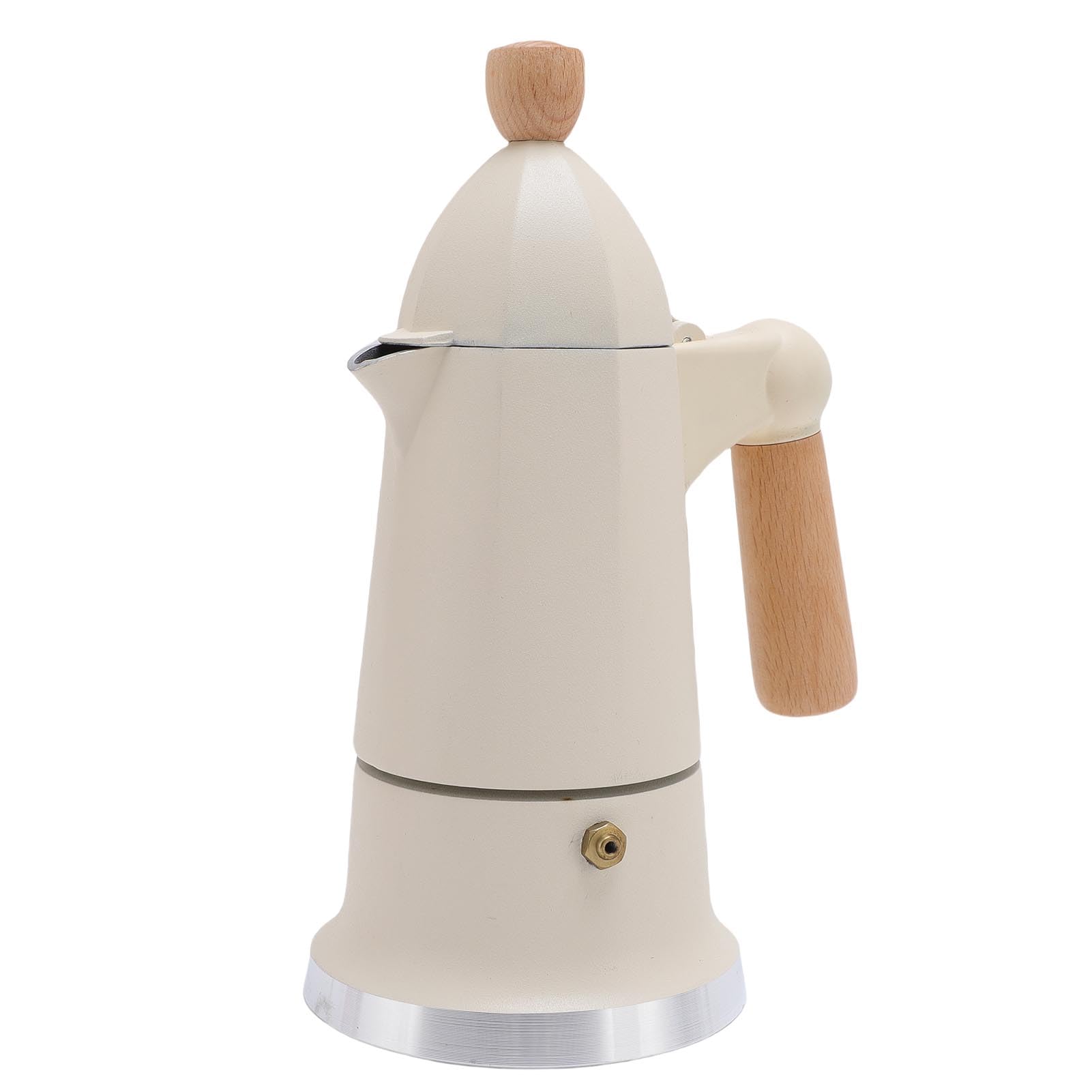 Caffettiera con Piano Cottura Caffettiera Ottagonale in Lega di Alluminio da 3 Tazze con Manico in Legno per la Preparazione della (WHITE)