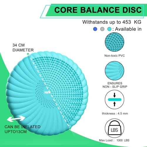 Image of Wobble Cushion Core Balance Disc, Wiggle Seat for Sensory Kids to Stay Focused, Non-slip Balance Pads with Inflation Pump for Physical Therapy & Core Strength