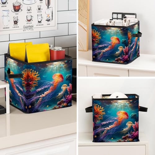 Boîte de rangement pliable grand cube méduse mignonne maison durable - 8