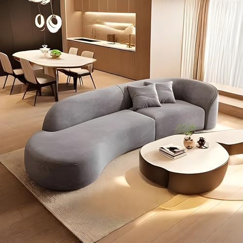 Image of Modern Classic L Shape Sectional Sofa Set, Chesterfield Style 4 Seater Sofa Set with Pillows for Living Room, Bedroom and Office, Office, and Hallway Colour (Grey QA)
