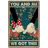 ミッキーミニー錫のロゴのオールドファッションは手を保持するあなたと私たちは、このバークラブカフェの家の壁の装飾8x12インチを得ました